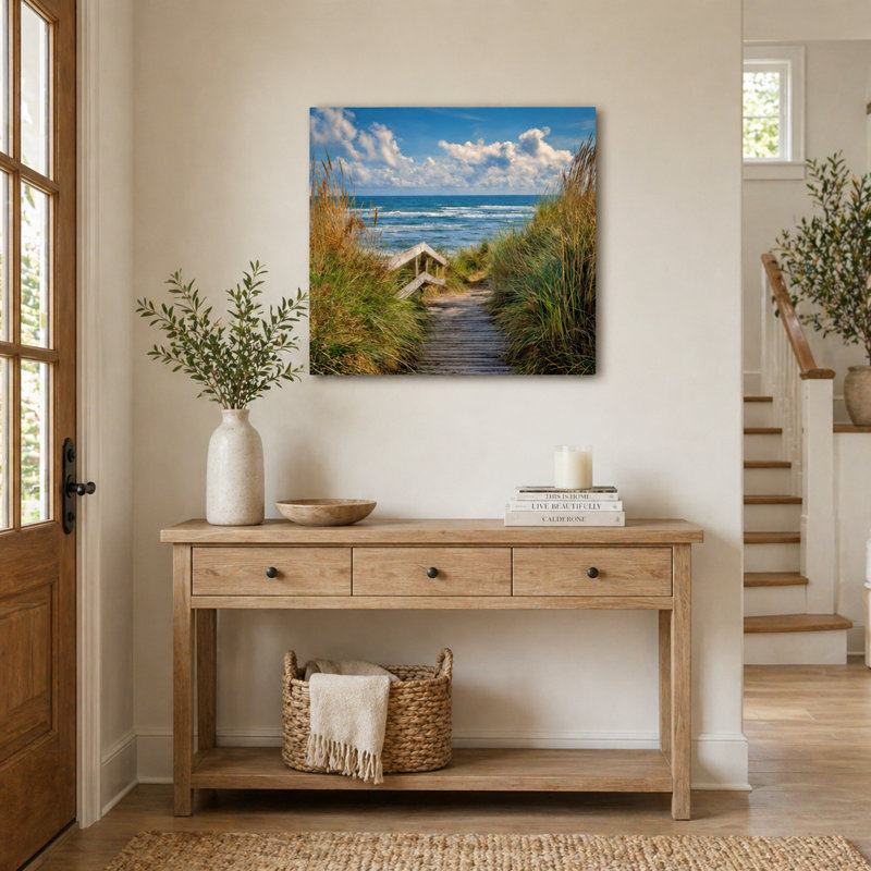 Boardwalk Breeze – Coastal Beach Pathway Canvas Wall Art, 30" H x 30" W