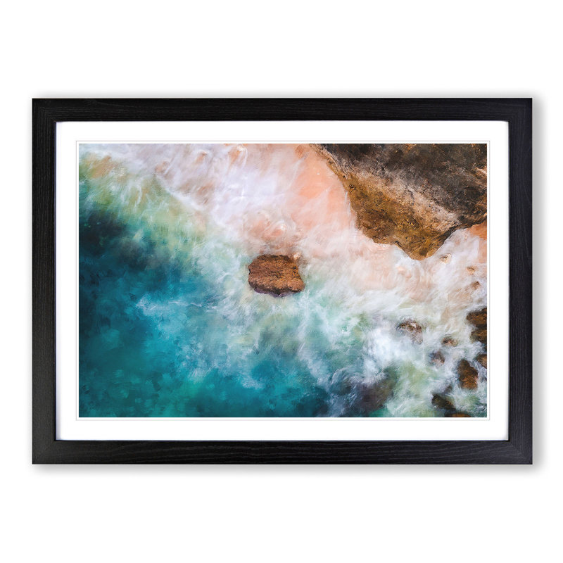 Beach Waves - Picture Frame Painti, 33cm H x 45cm W x 2cm D, Black