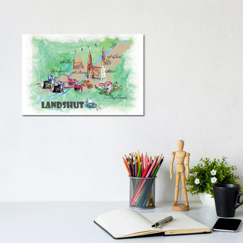 Affiche de voyage «Landhut, Allemagne» par Markus et Martina Bleichner - impression sur toile tendue