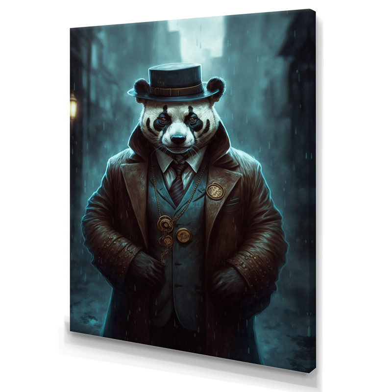 Mafia Panda - Impression sur toile, H 32 po x l 16 po x P 1 po, Toile tendue
