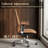 Genuine Leather Executive Office Chair, Mid-Back Ergonomic Swivel Office Chair, High Back Desk Chair with Polished Aluminum Alloy Base, Adjustable Height for Home Office-829668356