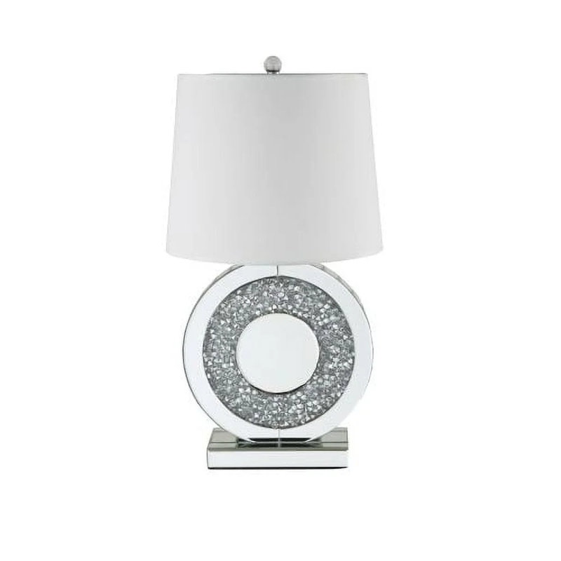 Lampe de table Eilonwy Glam 27 "en miroir et faux diamants en gris et blanc