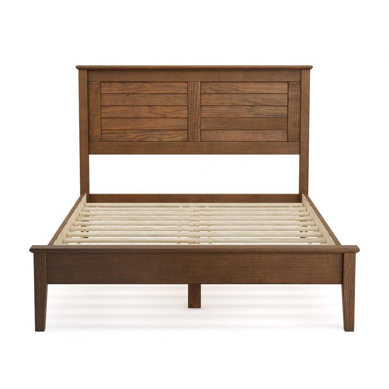 Greenport Solid Wood Louvered Bed, Full, Brushed Walnut