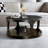 Antique Black Solid Wood Round Coffee Table With Storage