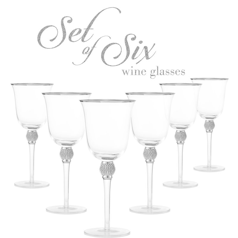18oz. Handmade Wine Glass Set, Silver