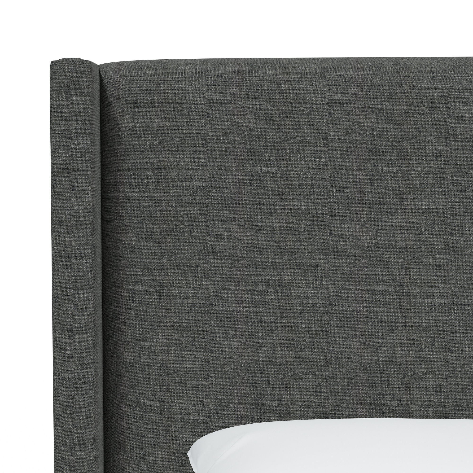 Hanson Upholstered Wingback Bed, Zuma Charcoal Textured Linen, Twin