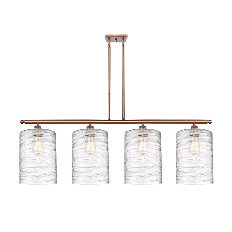 Luminaire suspendu tambour 4 lumières Dublin, Tourbillon déco, Cuivre antique