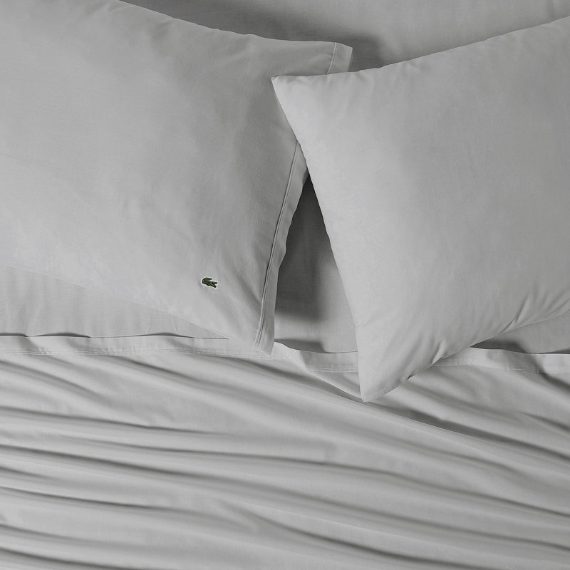 Lacoste Cotton Percale 100% Cotton Pillowcase, King Pillowcase, Micro Chip