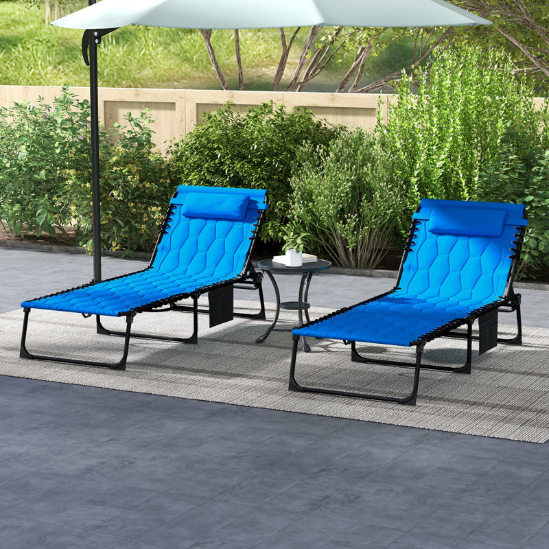 Ensemble de chaise longue pliante Outsunny avec dossier inclinable à 5 niveaux