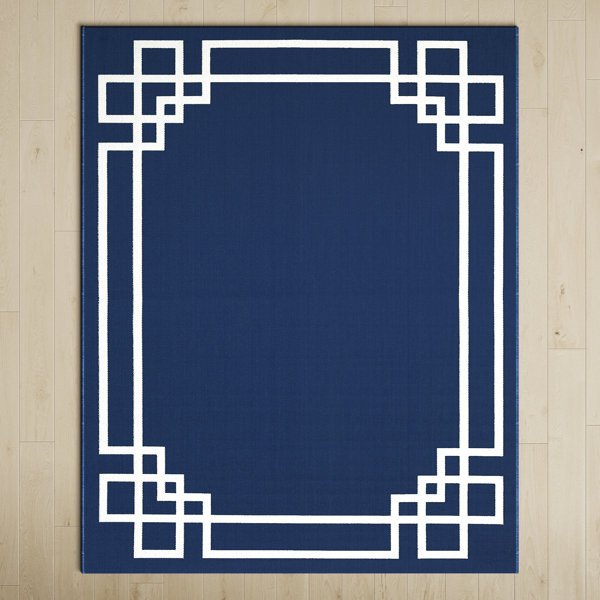 Cecilia Indoor / Outdoor Navy Blue/White Area Rug & Reviews | Birch Lane
