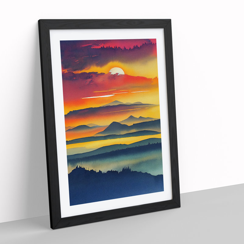 XV1022-4314X Sunset Mountain No.4 - Print, White, Black Framed Paper, 66cm H x 48cm W