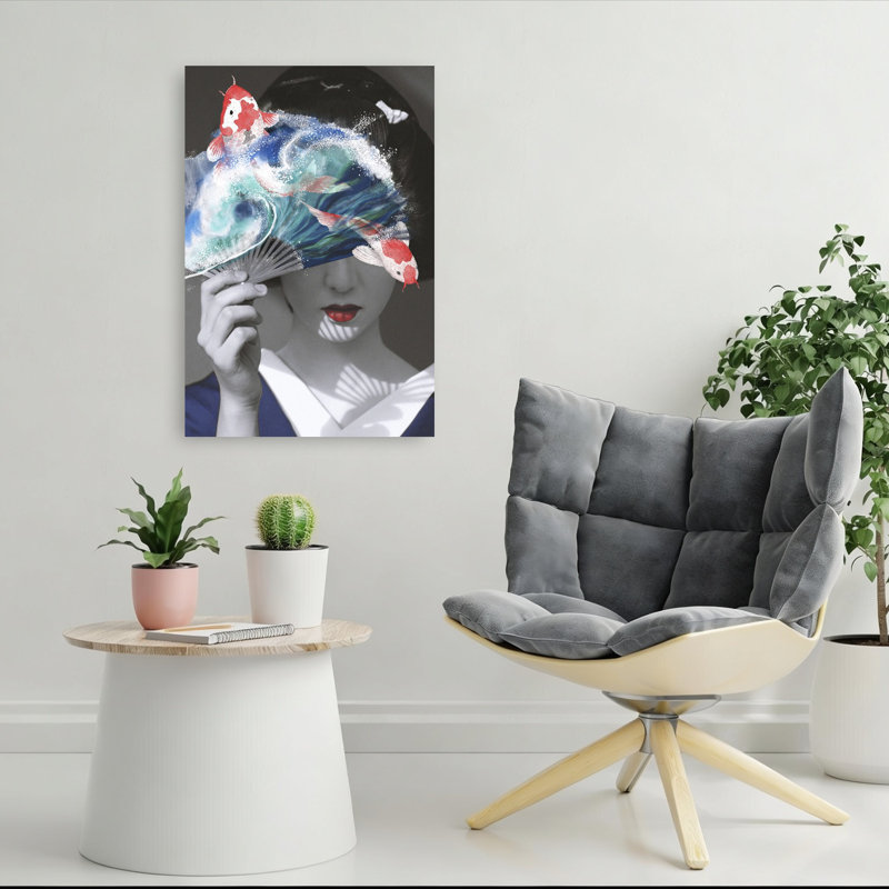 Geisha Koi Fan Dream Elegant, H 36 po x l 24 po