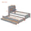 Wooden LED Platform Bed with Trundle, Storage Headboard and Drawers
