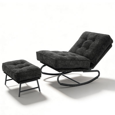 Upholstered Adjustable Recliner Lounge Chair with Ottoman, 30° Gentle Rocking Accent Chair by Ebern Designs