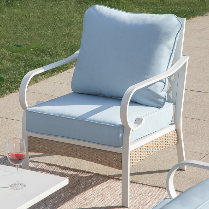 Tapasi 7 - Person Outdoor Patio Conversation Set with Rocking Lounge Chairs, Blue