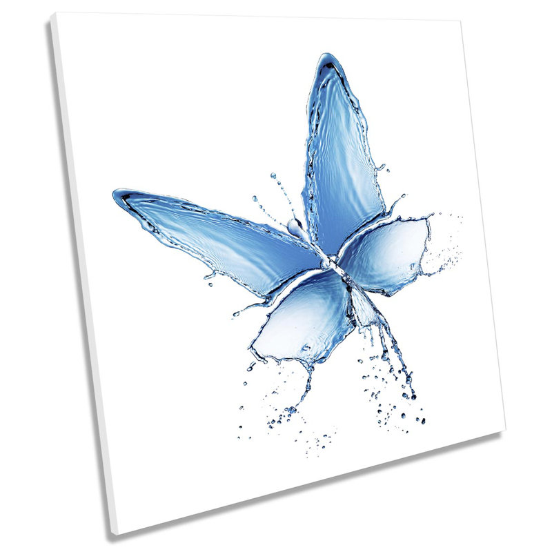 Z0790 Water Butterfly Bathroom - Wrapped Canvas Art Prints, 40.6cm H x 40.6cm W x 2cm D