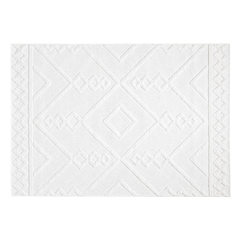 Luxueux tapis tissé à la machine, 6,6 x 9,5 pieds, 100% polypropylène, hauteur des poils: 0,4 pouce | Base en coton / jute, 1400 g / m², couleur blanche élégante | Durable, facile à nettoyer, parfait pour le décor du salon et de la chambre à coucher