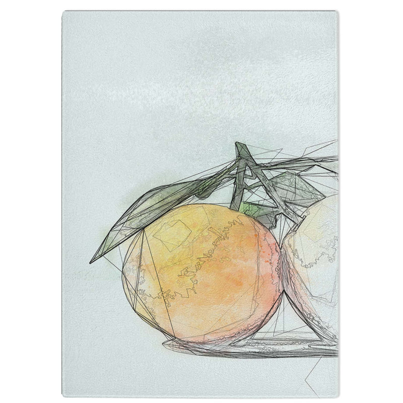 Tempered Glass The Orange Tree in Abstract Chopping Board, 28.5 cm W x 39 cm L