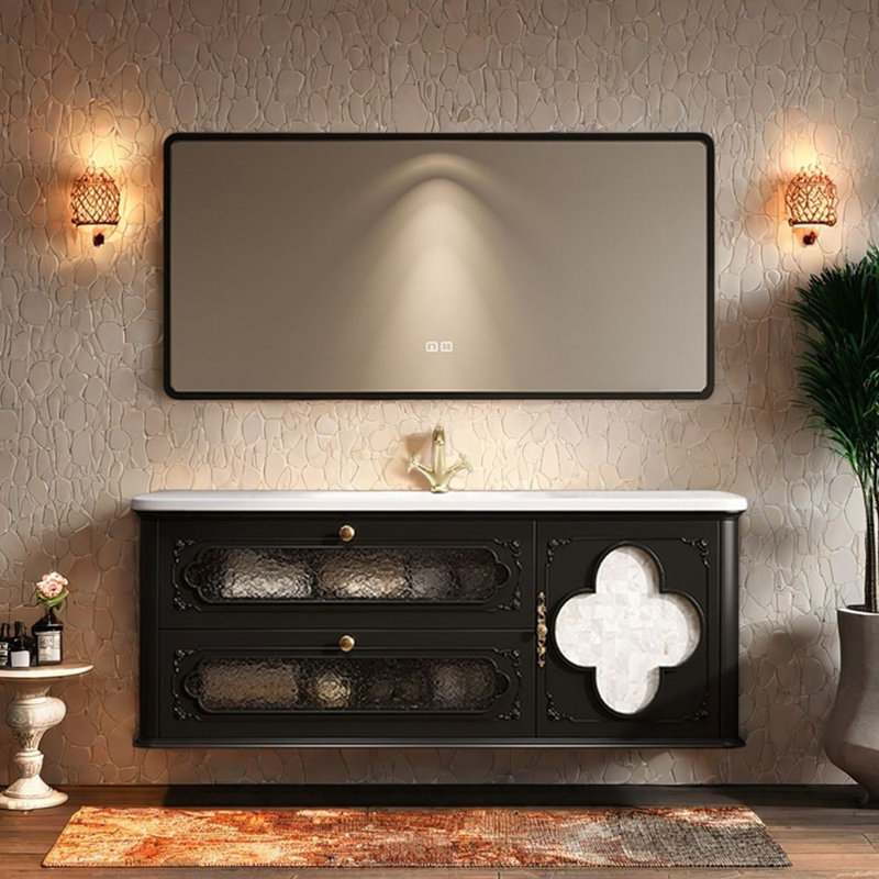 Armoire de salle de bain rétro française, H 21,6 po x l 51,1 po x P 21,6 po