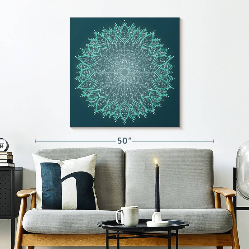 Mandala de couleur turquoise Kerner, H 30 po x l 30 po