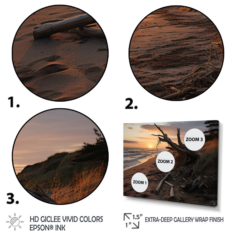 «Alsaedi Beach Photo Coastal Impressions V», reproduction sur toile, H 16 po x l 32 po x P 1 po, Cadre photo blanc