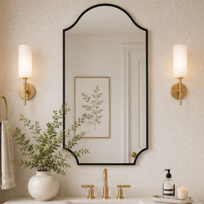 Airius Decorative Scalloped Bathroom Vanity Mirrors, Arched Wall Mirror