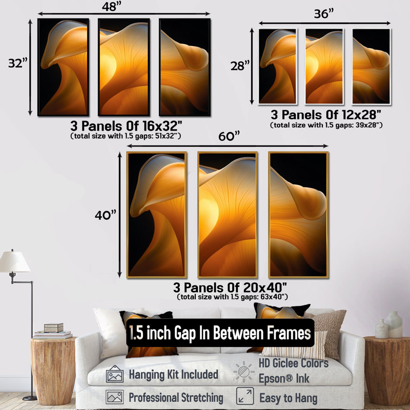«Yellow Flower Sunlight Photo», ensemble de reproductions d'art mural, Cadre flottant blanc, H 40 po x l 60 po x P 1 po