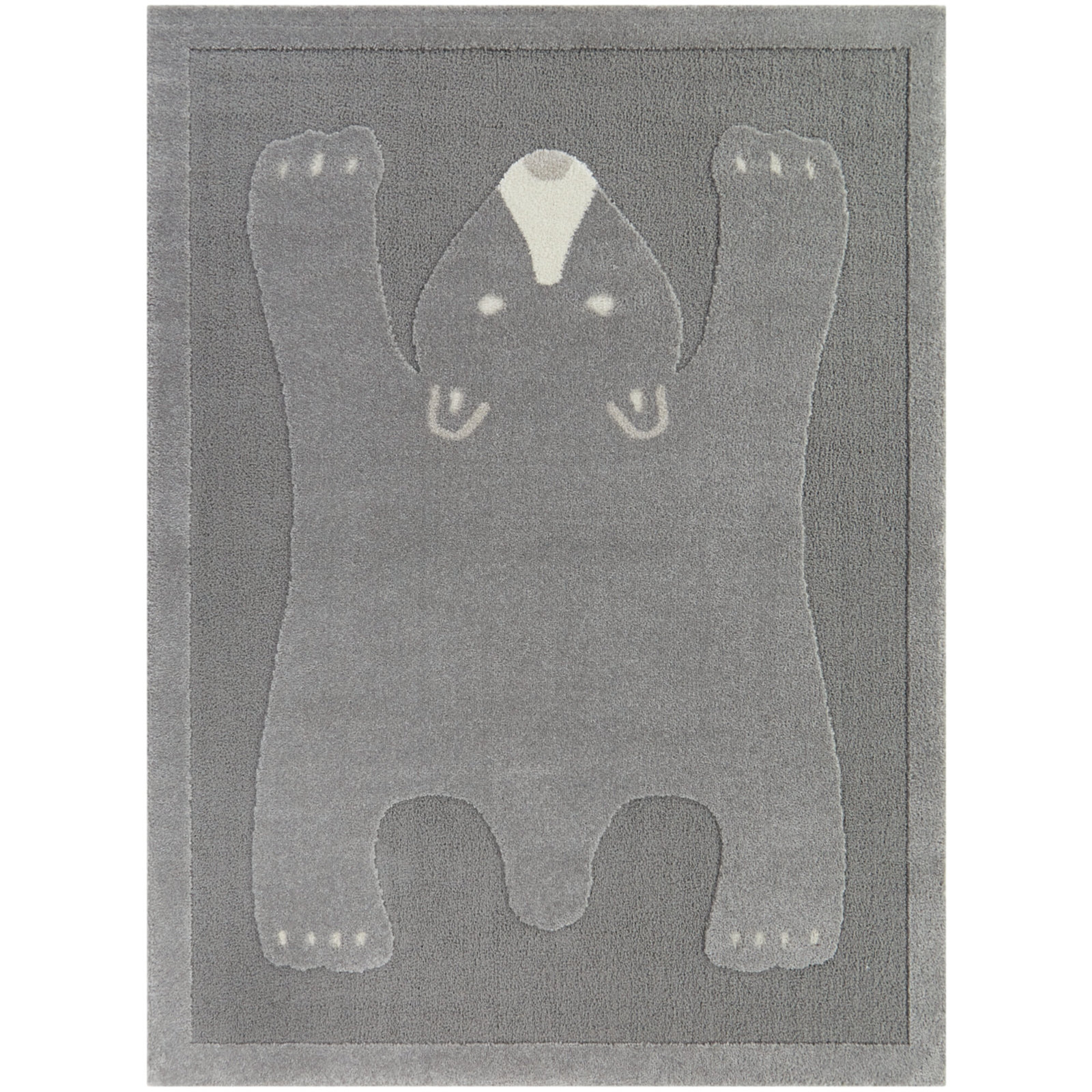 Alena Kids Bear Rug, Rectangle 4'4" x 6', Gray