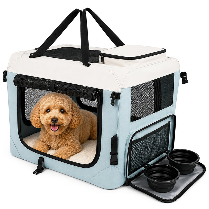 Cage de transport pliable Tailgate-Den® pour animaux de compagnie avec deux bols et un espace de rangement, Très grand