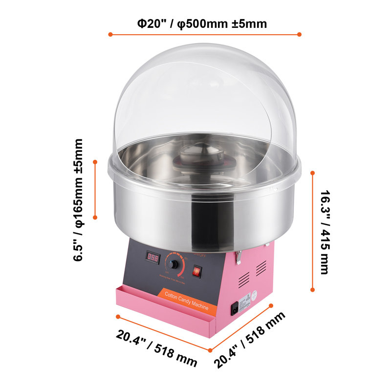 Machine à barbe à papa électrique de 1000 W de couleur rouge VEVOR, Rose