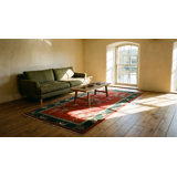 Hand Knotted Pile 1920s Rectangle Antique Floral Wool Coral / Salmon Pink Rug
