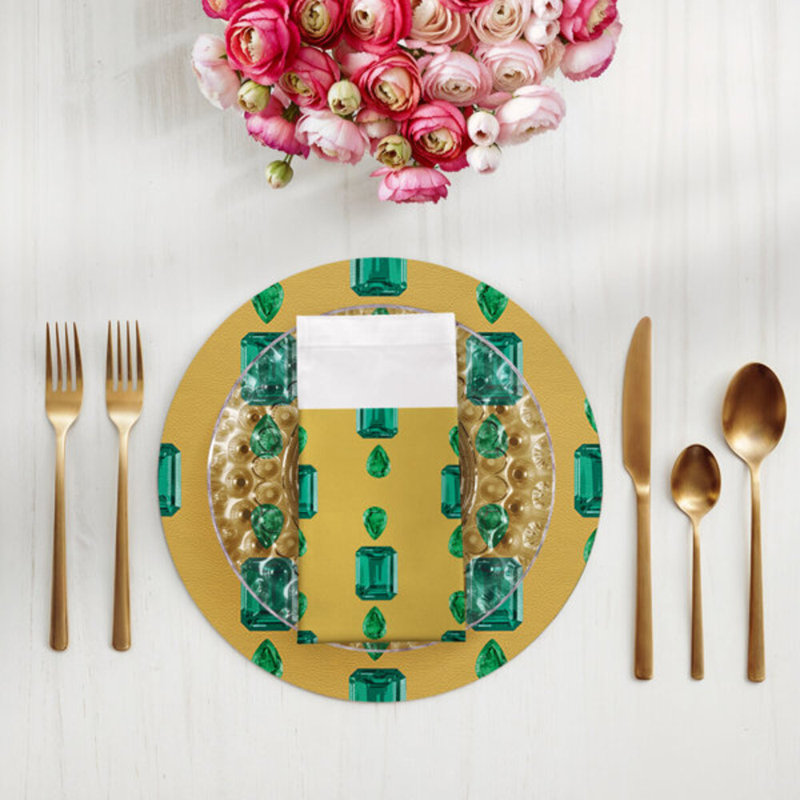 Gem Emeralds Cotton Sateen Dinner Napkins, Gold