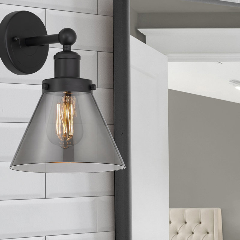 Chesterhill Armed Sconce, Matte Black, Plated Smoke
