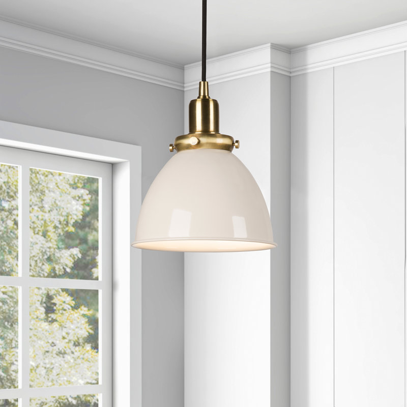 Madison 1 - Light Single Pendant, Pearled White/Brass