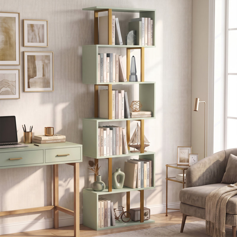 188 cm H x 60 cm W Steel Bookcase, Green, Gold
