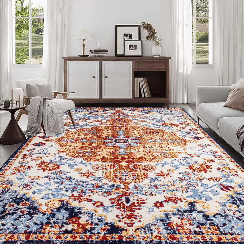 8x10 Vintage Bohemia Large Persian Non-slip Washable Area Rug, Rectangle 8' x 10'