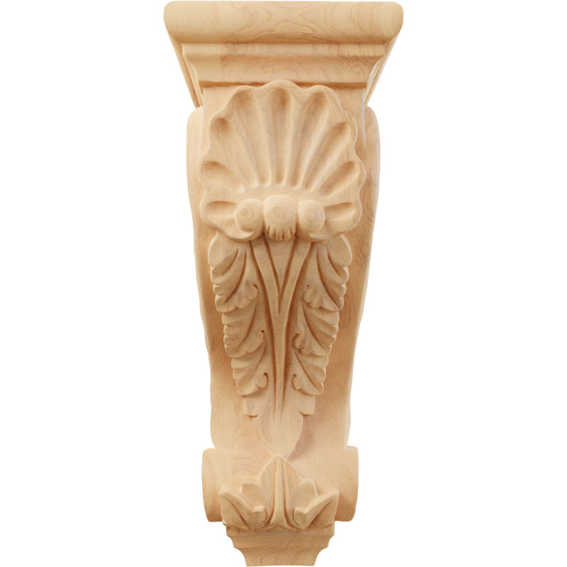 5"W x 7"D x 14"H Large Shell Corbel, Red Oak, Red Oak
