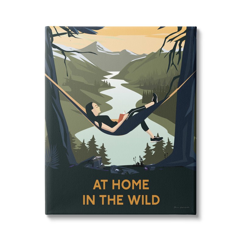 «Home In Wild Mountainside River Landscape Hammock Girl» par Omar Escalante - impression, L 16 po x H 16 po