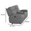 Causeuse inclinable manuelle Cory, 78 po, console centrale, polyester gris