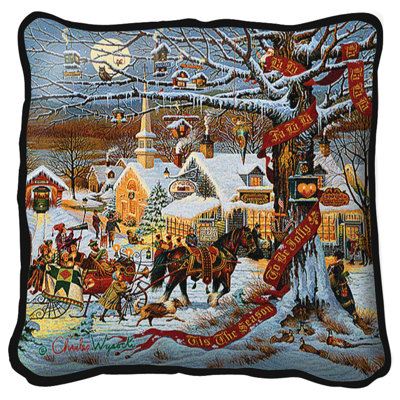 Town Christmas Cotton Throw Pillow