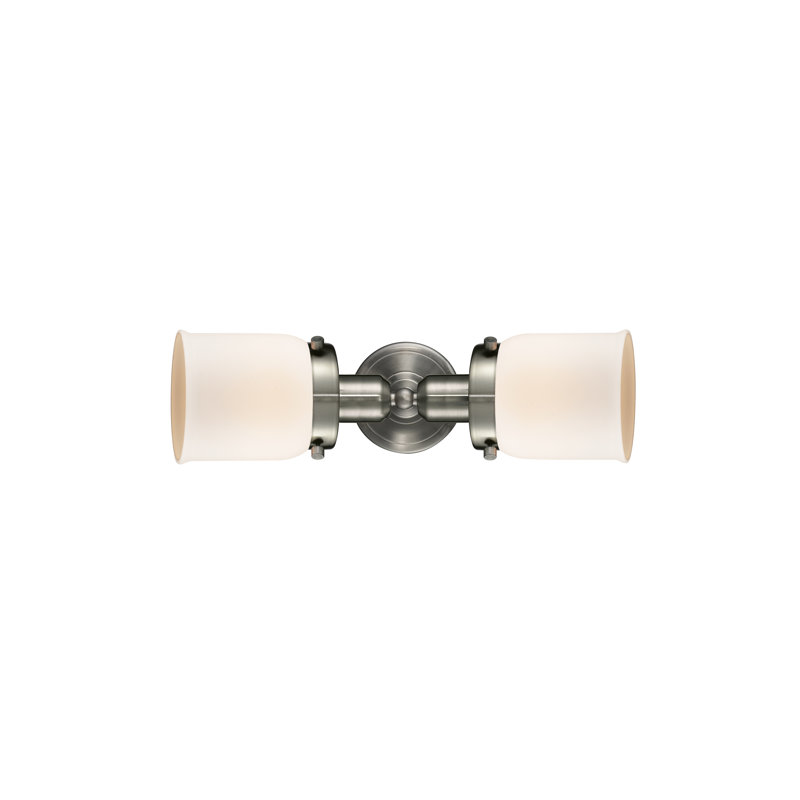 Applique murale à bras 2 lumières Rotherme, Boîtier blanc mat, Nickel satiné brossé, DEL