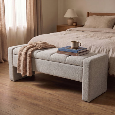 53.9"W Upholstered Flip Top Storage Bench