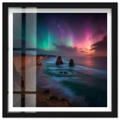 Cosmic Coast Shadowbox Print Coastal Photography by Notoriart, Black Frame, 13 x 13