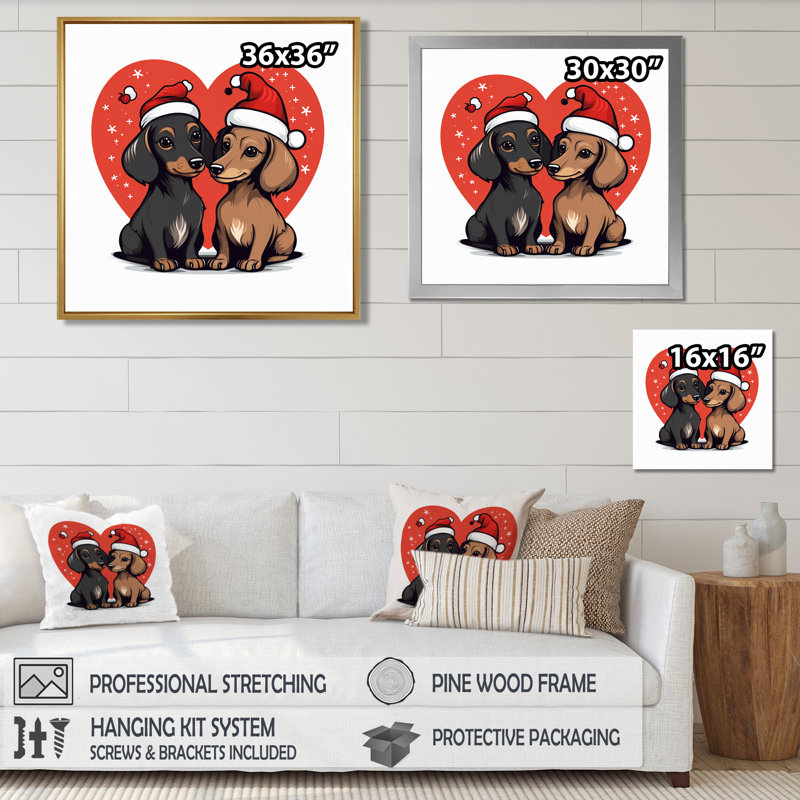 Adorable teckel mignon - chien, art mural, salon, Toile tendue, H 16 po x l 16 po x P 1 po