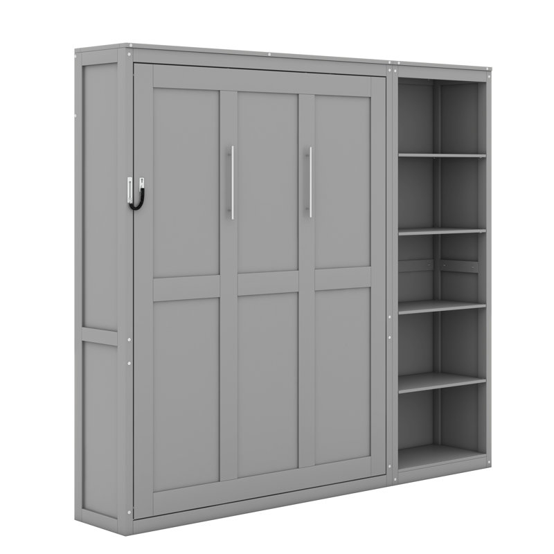 Lit escamotable mural avec tablettes Murphy, Gris