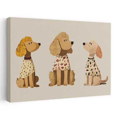 «Three Dogs In motifs chemises», impression d'art mural contemporain fantaisiste