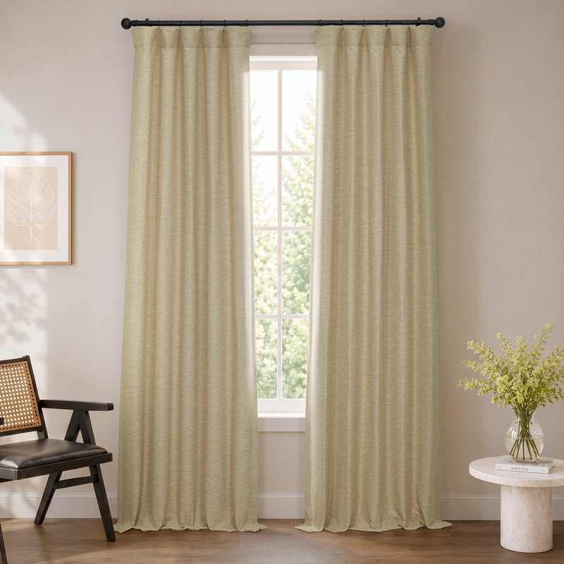 Rideaux obscurcissants en lin synthétique pour chambre et salon Bellino (1 panneau), Gingembre gingembre, L 50 po x L 108 po