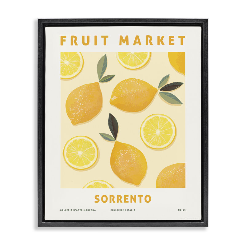 «Fruit Market Lemons», art mural encadré flottant par Reinders, Cadre flottant noir de jais, H 31 po x l 25 po