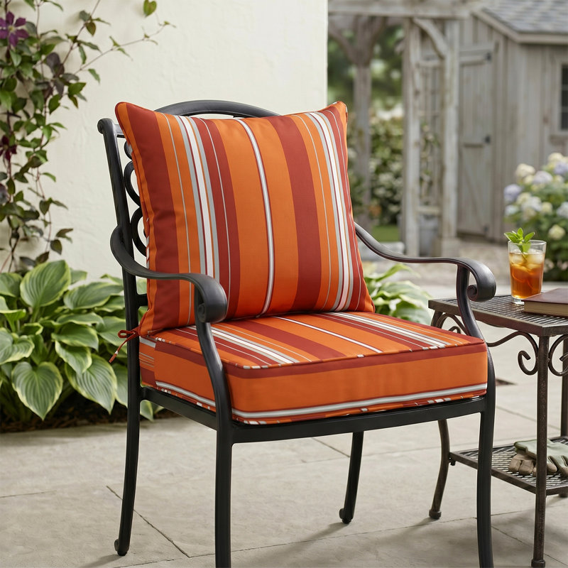 Indoor/Outdoor 5" Thick Deep Seating Cushion Set Seat/Back Cushion for Chairs Loveseats Sofas, Red Stripe