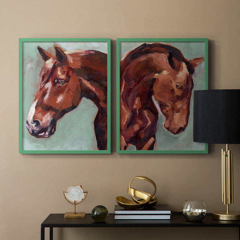 «Paint by Number Horse I», reproduction encadrée de qualité supérieure - prête à être accrochée - aucun clou requis - aucun clou requis